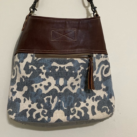 Myra Anthropologie Bag Naive Crossbody Canvas Leather women large boho retro y2k - Picture 4 of 14